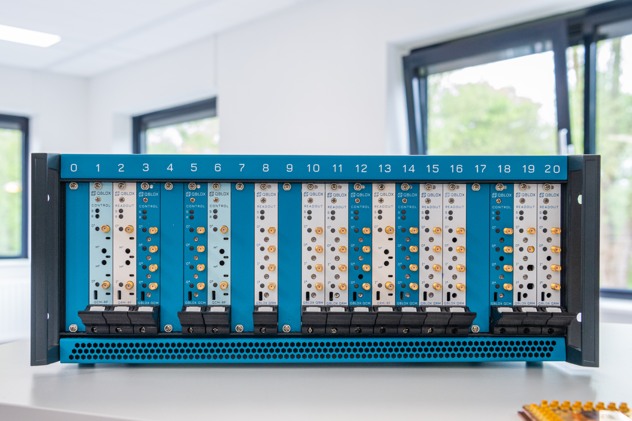 Een foto van de Qubit Lab quantumcomputer.
